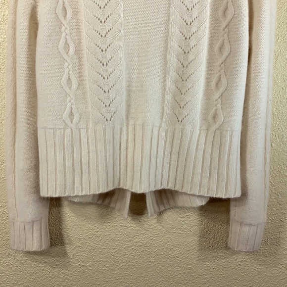 Jillian Jones Sweater Cardigan L Cream Cable Knit Angora Rabbit Hair Lamb's Wool - Picture 9 of 12
